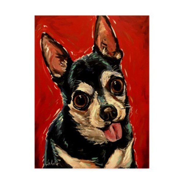 Hippie Hound Studios 'Chihuahua On Red' Canvas Art, 14x19, Trademark Fine Art, Mfr#: ALI44155-C1419GG
